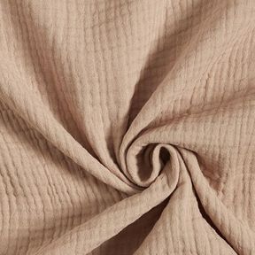 GOTS Triple-Layer Cotton Muslin – dark beige, 