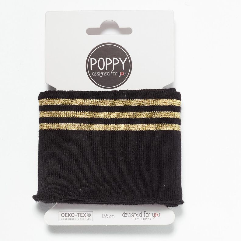 Cuff Knit ribbing Lurex – black/metallic gold,  image number 1