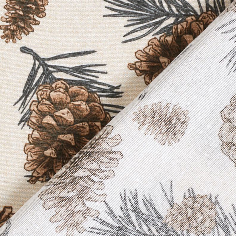 Decor Fabric Canvas Fir Cones – natural/dark brown,  image number 4