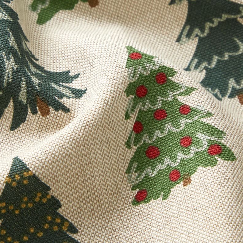 Decor Fabric Half Panama discreet fir trees – natural/green,  image number 2