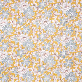 Cotton Cretonne large flowers – mustard/grey, 