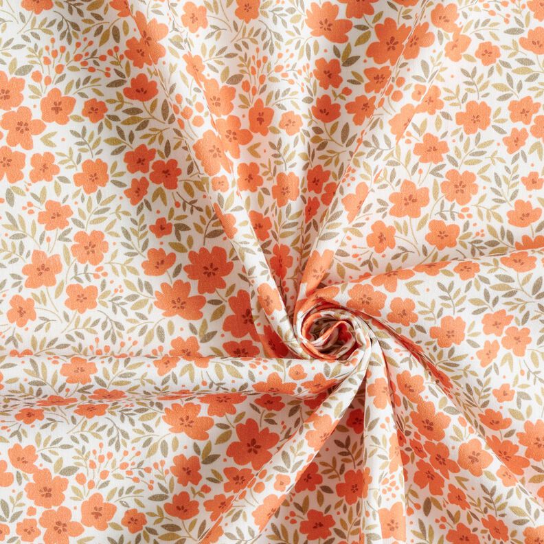 Decor Fabric Sateen sea of blooms – peach orange/white,  image number 3