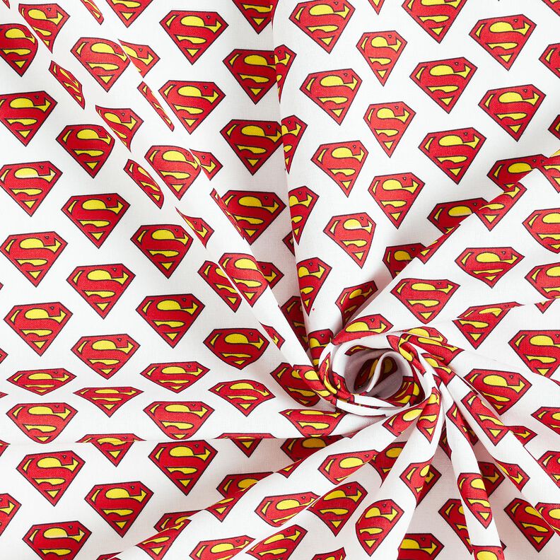 Cotton Poplin Superman logo Licensed Fabric | DC Comics – white,  image number 3