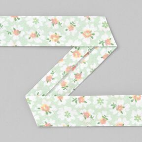 Flowers Cotton Bias Tape [20mm] - pastel green, 
