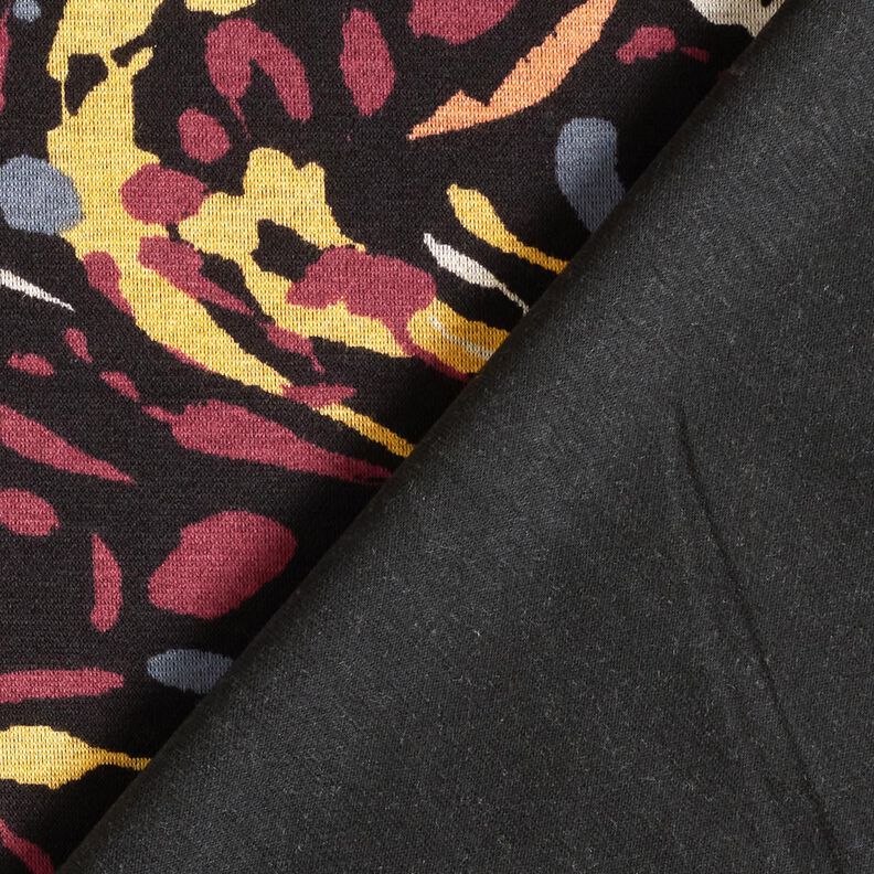 Viscose Jersey abstract splashes of colour – black/burgundy,  image number 4