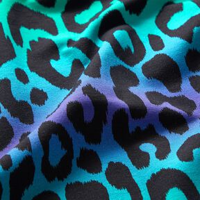 French Terry Gradient Leopard Digital Print – blue lilac/turquoise, 