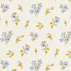 Cotton Cretonne mini flowers – cream/mauve, 