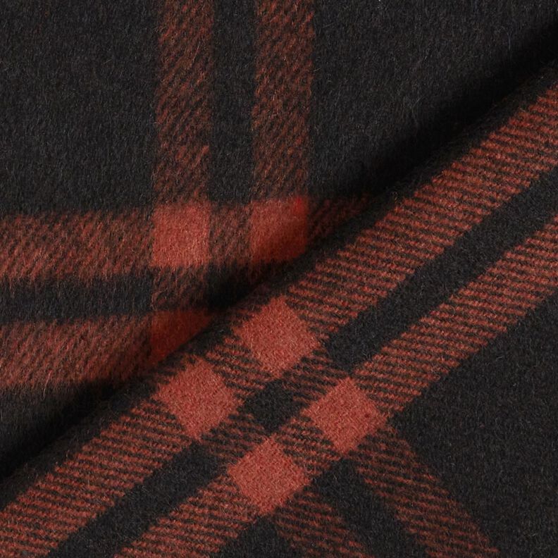 Coat fabric wool blend tartan – terracotta/black,  image number 5