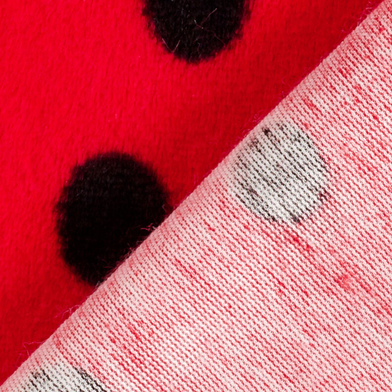 Faux fur, ladybug dots – red/black,  image number 3