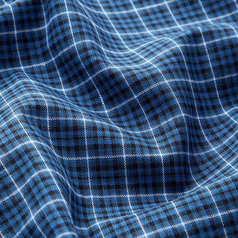 Cotton fabric double check – navy blue/black,  image number 2