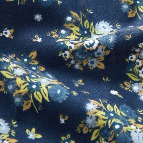 Organic Cotton Poplin Flower bouquet – navy blue, 