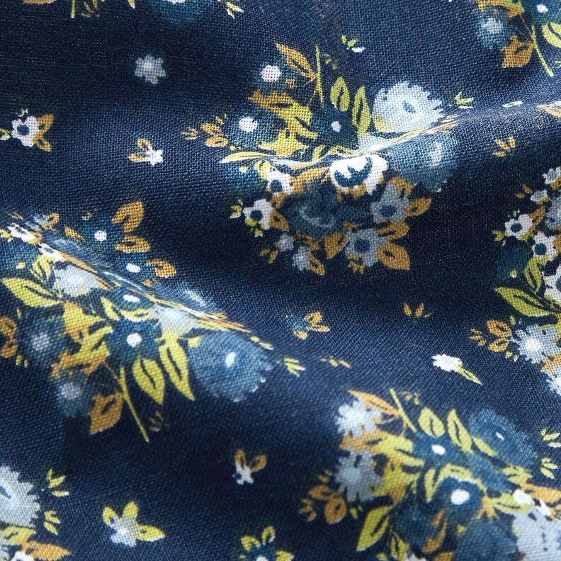 Organic Cotton Poplin Flower bouquet – navy blue,  image number 2