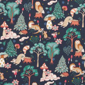 Cotton Poplin Fairytale forest Digital Print – blue-black, 