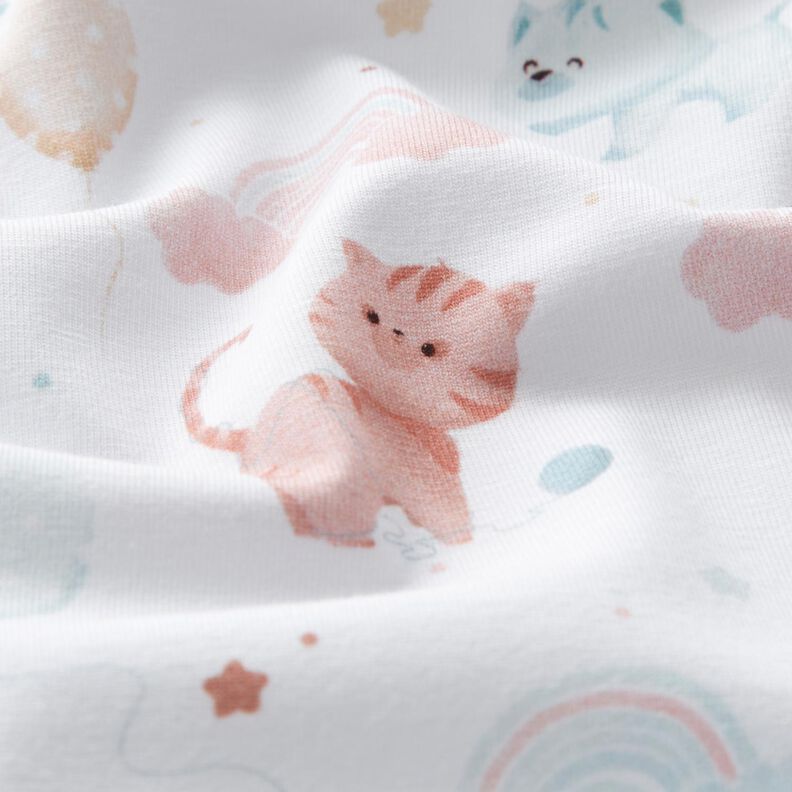 Cotton Jersey Rainbow Balloon Kitten Digital Print – ivory,  image number 2