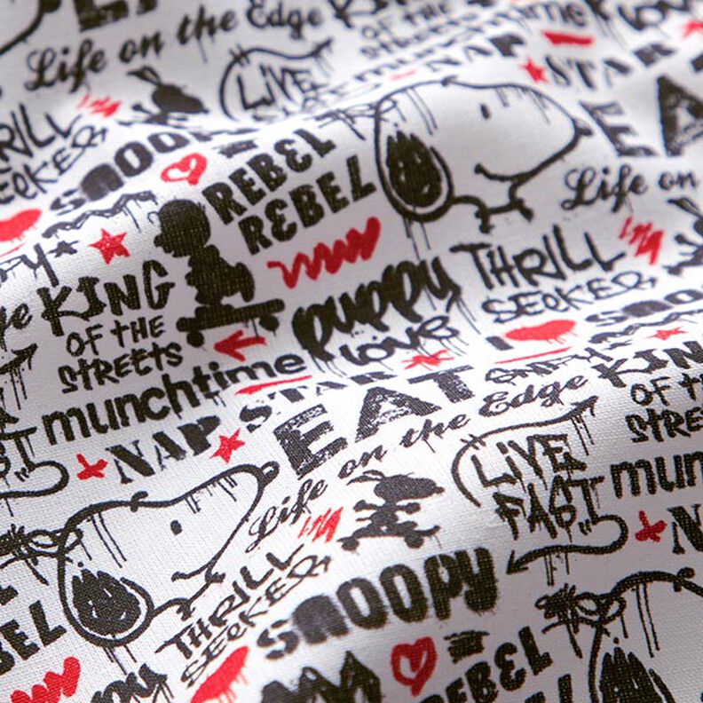 Cotton poplin licensed fabric Snoopy graffiti | Peanuts ™ – white,  image number 2