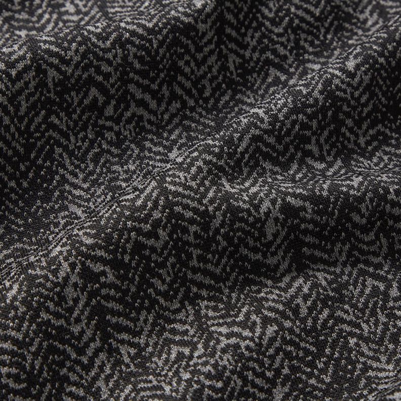 Jacquard knit abstract herringbone – grey/black,  image number 2