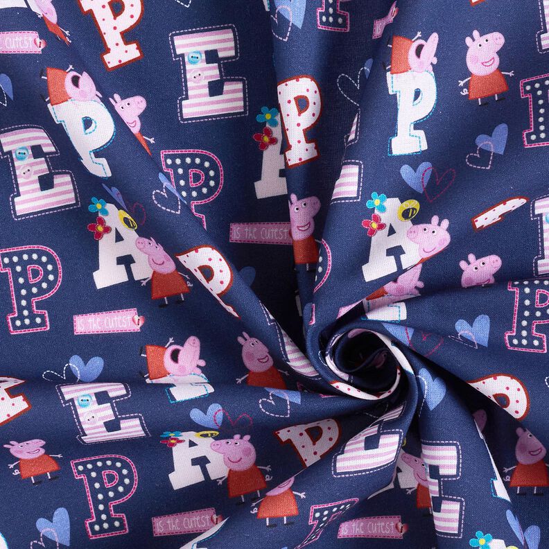 Cotton Poplin Peppa Pig Letters Licensed Fabric | ABC Ltd – indigo,  image number 3