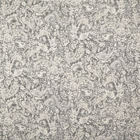 Crepe fabric paisley and flowers – grey/white, 