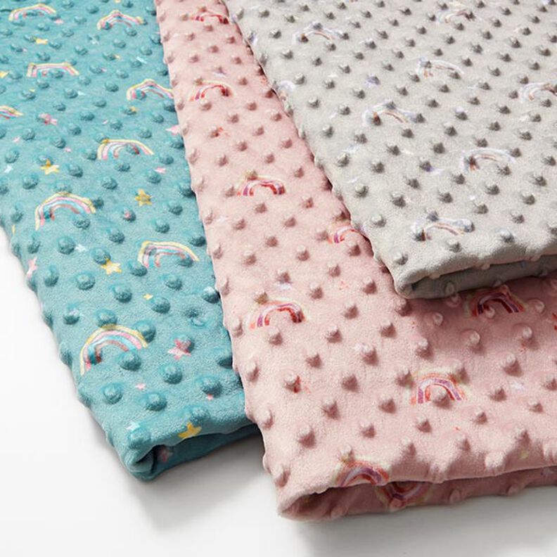 Cosy Fleece Embossed Dots and Rainbows – pink,  image number 5