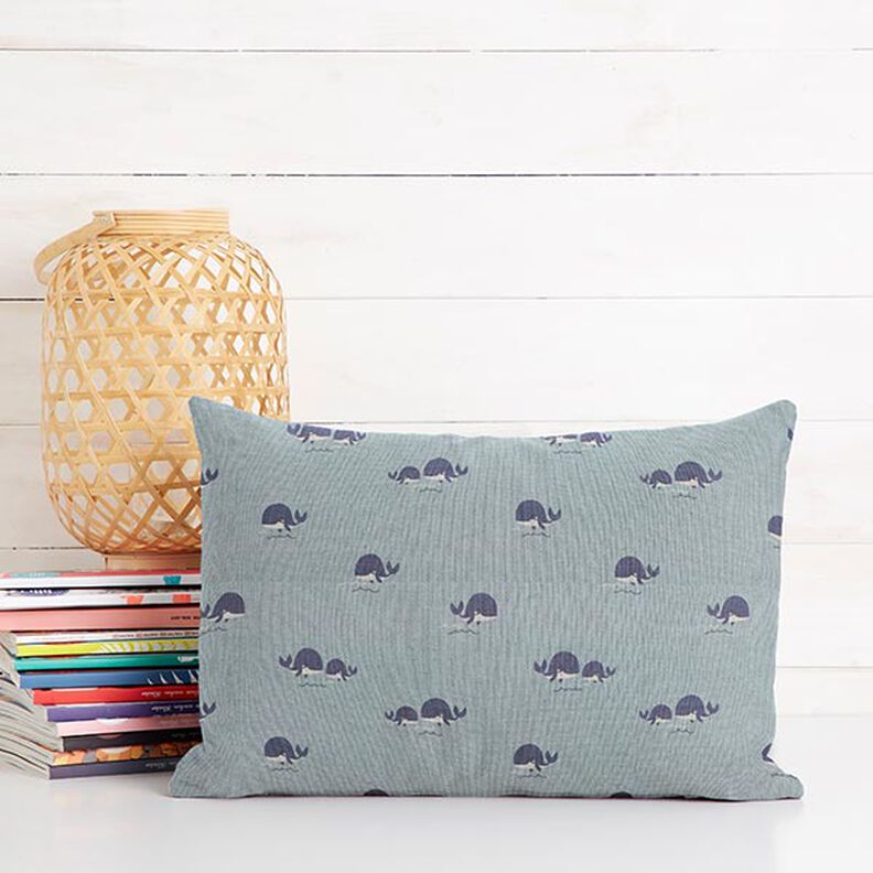 Decor Fabric Half Panama jolly whales – blue,  image number 5