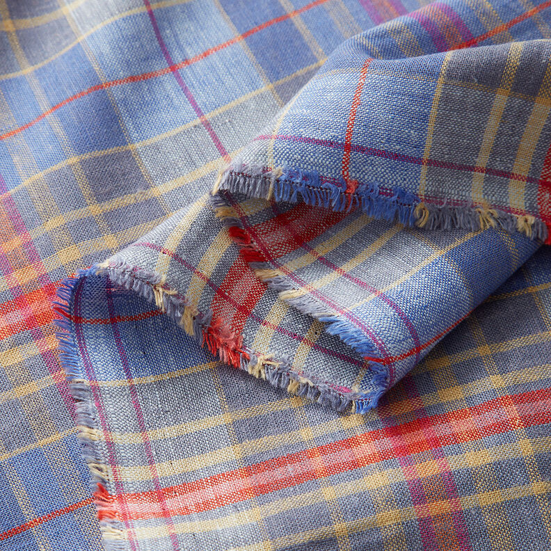 Checked linen viscose blend – denim blue,  image number 3