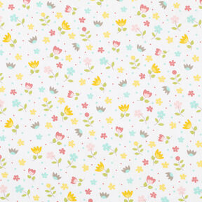 Cotton Poplin Flower meadow and dots – white, 