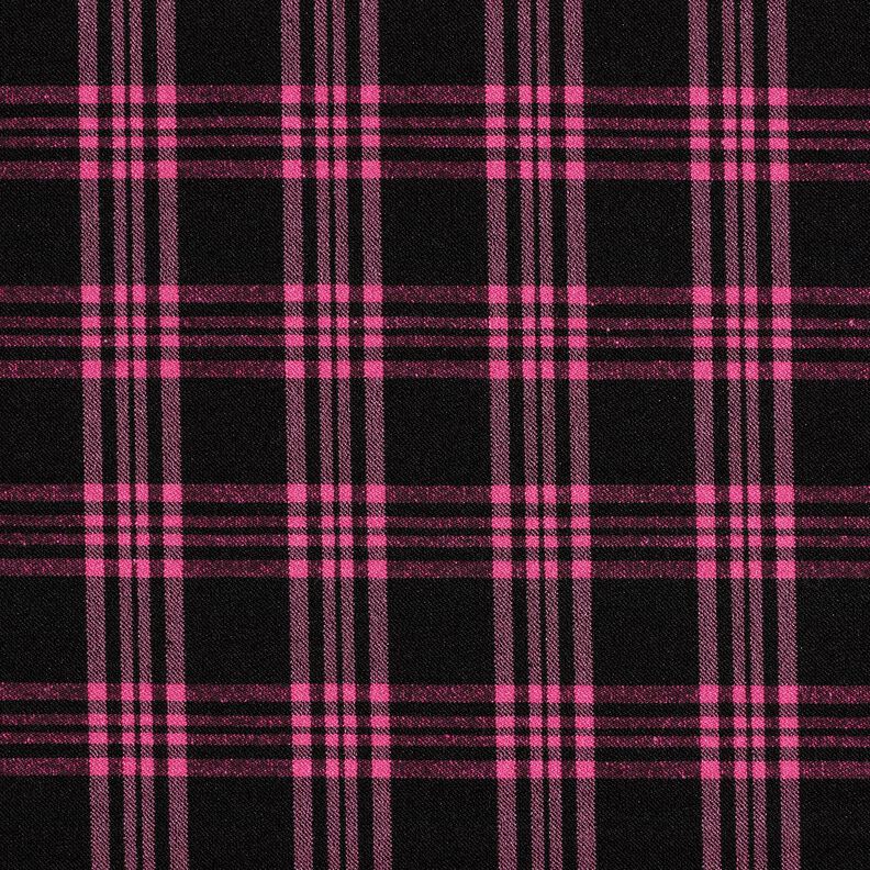 Stretch trouser fabric tartan – black/intense pink,  image number 1