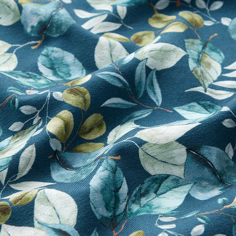 Cotton Jersey Eucalyptus Leaves Digital Print – petrol,  image number 2