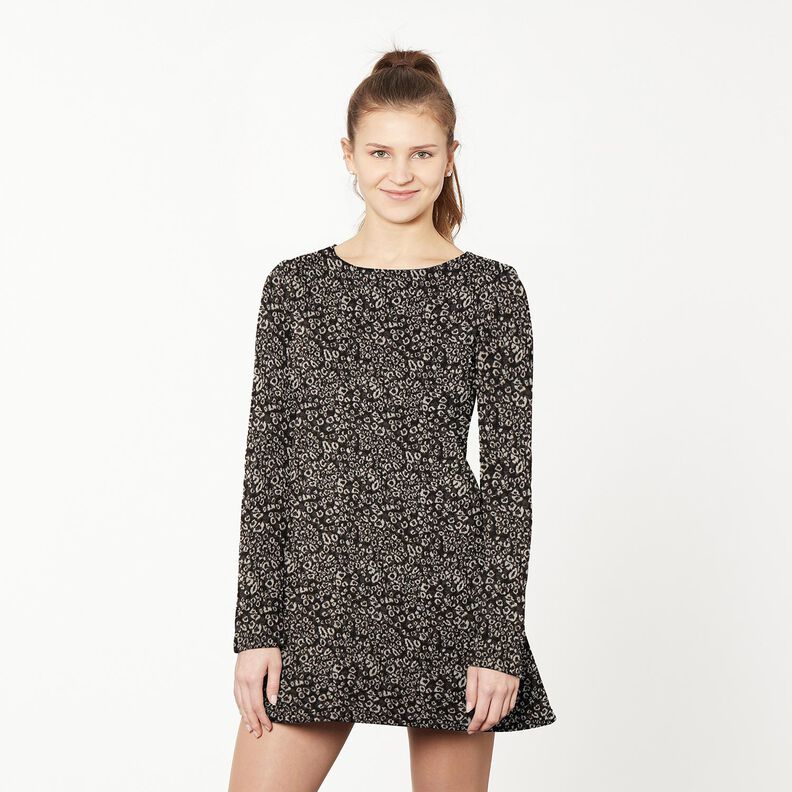 Jacquard knit abstract leopard print – black/misty grey,  image number 5