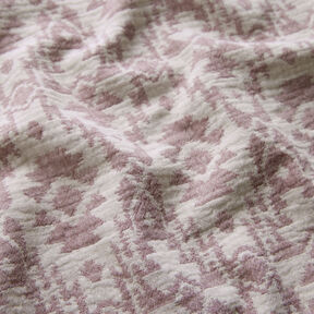 Double Gauze/Muslin Jacquard Aztec pattern – dark dusky pink/misty grey, 
