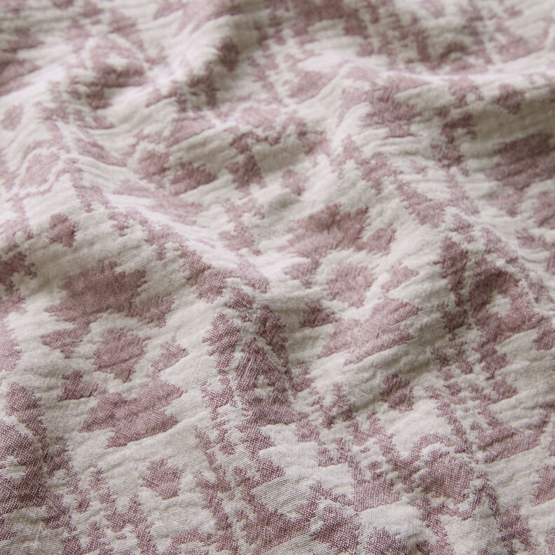 Double Gauze/Muslin Jacquard Aztec pattern | by Poppy dark dusky pink/misty grey,  image number 3