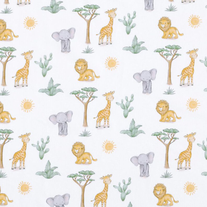 Cotton Jersey Baby jungle animals Digital Print – ivory,  image number 1