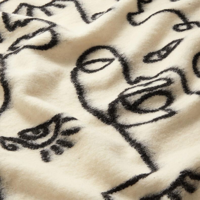 Coat knit abstract faces – black/offwhite,  image number 2