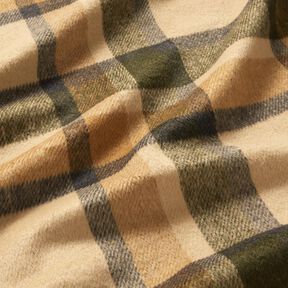 Coat fabric roughened tartan – sand/light khaki, 