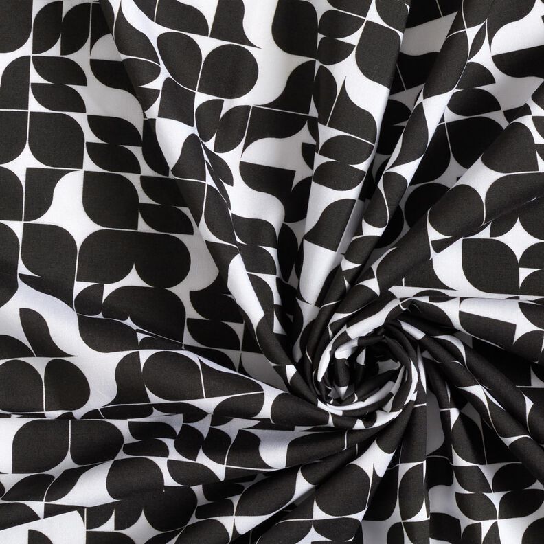 viscose fabric retro graphics – black/white,  image number 3