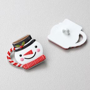 Shank Button Snowman [25 mm] – white/red, 