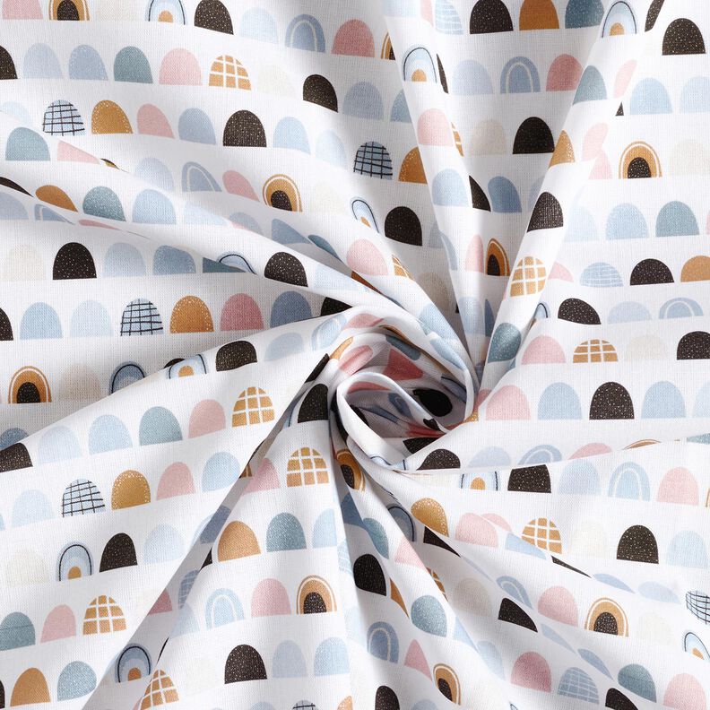 Cotton Poplin Colourful Arches Digital Print – white,  image number 3