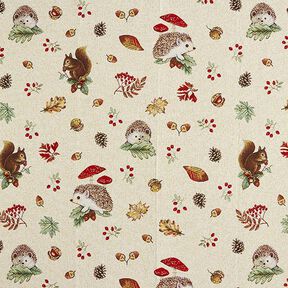 Decor Fabric Tapestry Fabric Autumn Animals – light beige/brown, 