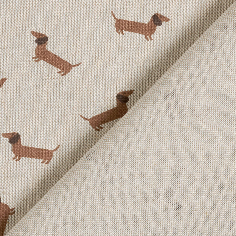 Decor Fabric Half Panama Dachshunds – natural/medium brown,  image number 4