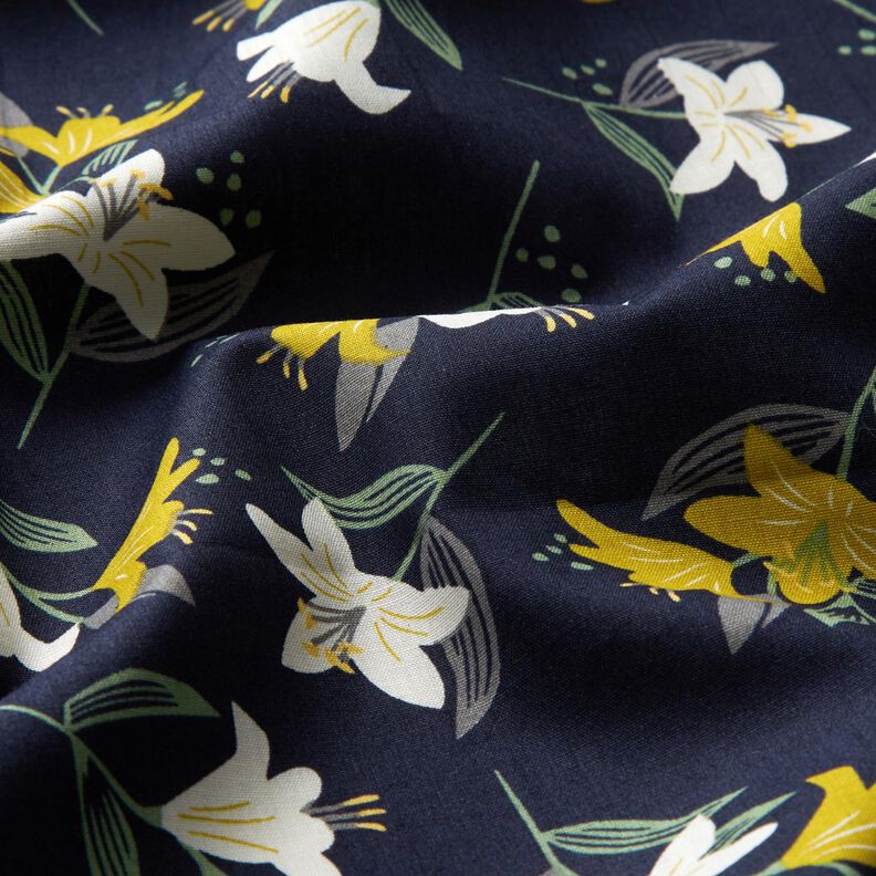 Cotton Poplin Lilies – midnight blue/gold,  image number 2