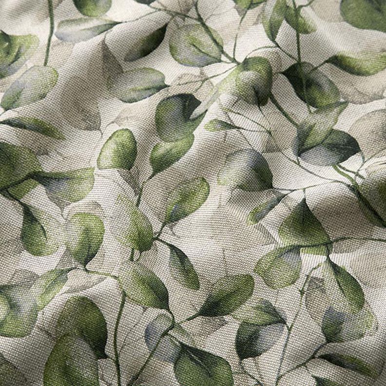 Decor Fabric Half Panama poplar leaves – natural/dark olive,  image number 2