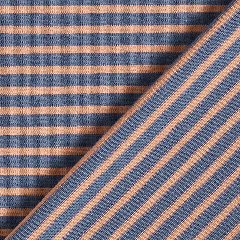 Narrow Stripes Cotton Jersey – copper/denim blue,  image number 4