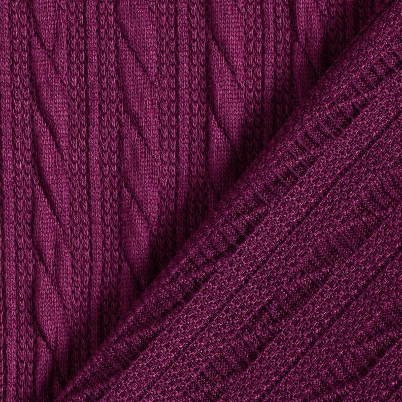 Knit Cloqué Cable Pattern – merlot,  image number 4