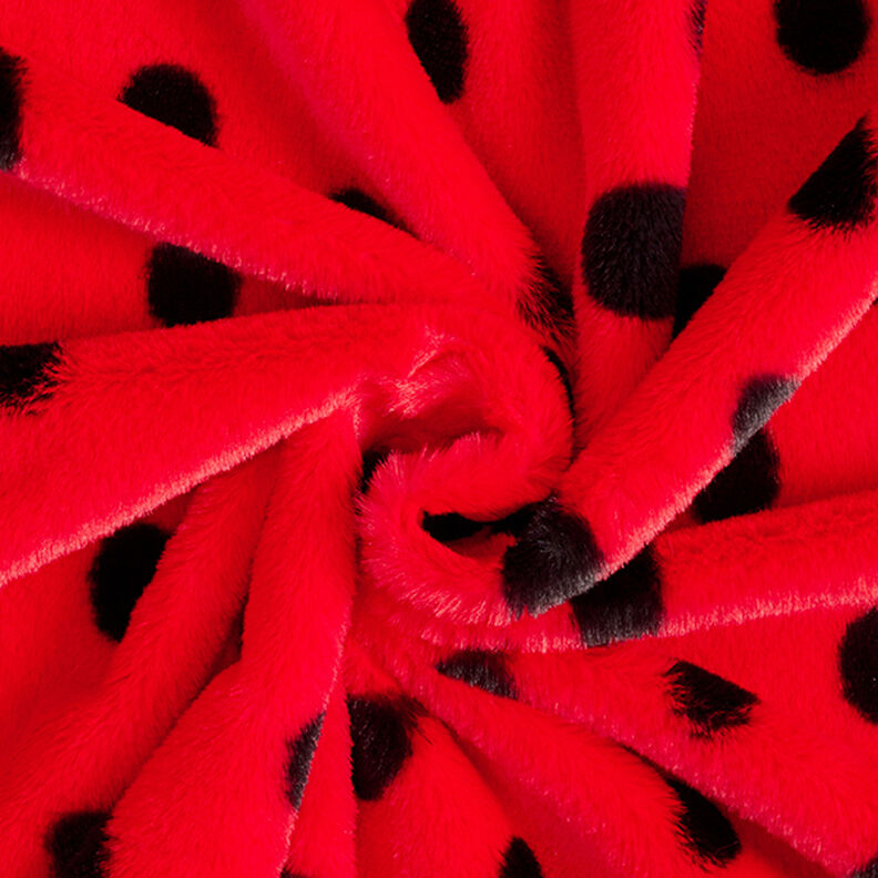 Faux fur, ladybug dots – red/black,  image number 4