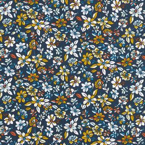 Cotton Cretonne small flowers – sunglow/navy blue, 