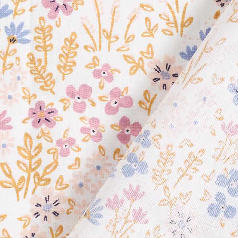 Coated Cotton colourful floral meadow – white/pastel violet,  image number 5