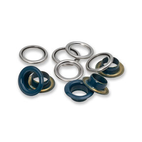 Eyelets with washers [20 pieces | Ø 11 mm] | Prym – navy blue/metallic silver, 