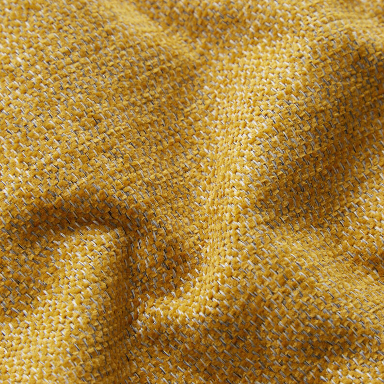 Upholstery Fabric Chenille Mottled – curry yellow/silver grey,  image number 2