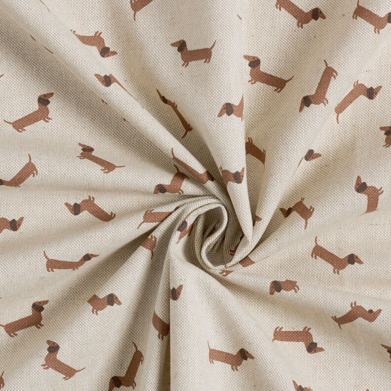 Decor Fabric Half Panama Dachshunds – natural/medium brown,  image number 3