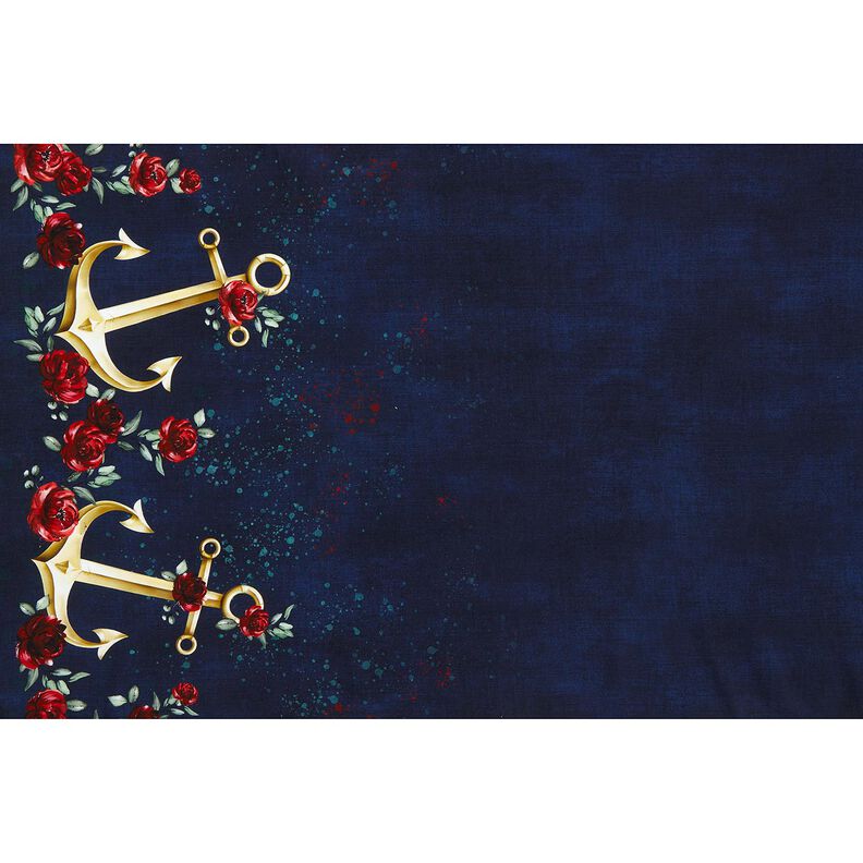 Cotton Jersey Anchors and roses | Glitzerpüppi – midnight blue/antique gold,  image number 6